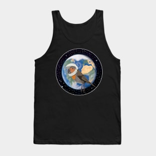 Robin Redbreast in Space Bird Illustration Tank Top